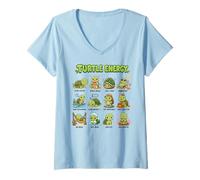 Women's Turtle Energy Kawaii Cute Turtle Moods Chart Funny V-Neck T-Shirt