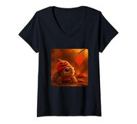 Womens Turtle Halloween Pumpkin Hat Cute Jack O’Lantern V-Neck T-Shirt