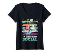 Womens Turtle I'M NOT DIFFICULT SELECTIVE Funny Turtles V-Neck T-Shirt