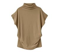 Womens Turtle Neck Tops Soft Plain Underwear Free Cutting Base Layers Ladies Short Sleeve Knitted Tshirt Loose Fit Solid Jumpers Mock Neck Pullover Plus Size 8-22