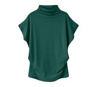 Womens Turtle Neck Tops Soft Plain Underwear Free Cutting Base Layers Ladies Short Sleeve Knitted Tshirt Loose Fit Solid Jumpers Mock Neck Pullover Plus Size 8-22