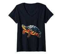 Women's Turtle Ocean Sea Animal Love Motif Geometric V-Neck T-Shirt
