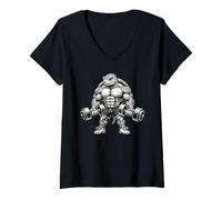 Women's Turtle Powerlifting Weightlifting Gym Workout V-Neck T-Shirt
