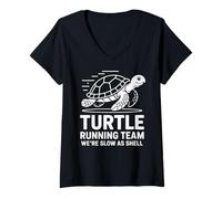 Womens Turtle Running Team We're Slow As Shell V-Neck T-Shirt