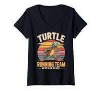 Womens Turtle Running Team We're Slow As Shell V-Neck T-Shirt