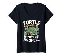 Womens Turtle Running Team We're Slow As Shell V-Neck T-Shirt