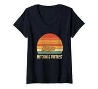 Womens Turtle Slow Steady Investment Blockchain Bitcoiner Bitcoin V-Neck T-Shirt