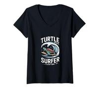 Womens Turtle Speed Surfer Soul Wave Adventure V-Neck T-Shirt