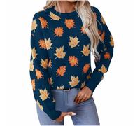 Women's Turtleneck Jumpers Casual Sweaters Long Sleeve Pullover Loose Maple Leaf Printed Basic Knitted Jumper Tops Elegant Long Sleeve Pullover High Neck Shirt Solid Color UK