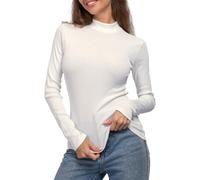 Women's Turtleneck Long Sleeve Shirts Slim Fit Thermal Underwear Tops Lightweight Pullover Tees Fall Fashion Basic Tops Winter Clothes (UK, Alpha, XXL, Regular, Regular, White)