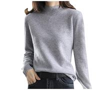 Womens Turtleneck Oversized Sweaters Long Sleeve Fall Winter Fashion Cozy Slouchy Knit Chunky Jumper Thermal Pullover Tops Casual Comfy Solid Color Loose Cashmere Sweaters Grey