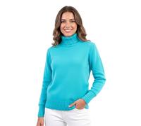Women's Turtleneck Sweater Cashmere Blend Made in Italy Cashmere Double Thread Long Sleeve Autumn Winter Pullover Black Beige White Grey Girl Winter Polo Shirt, turquoise, M