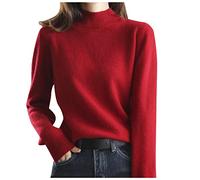 Womens Turtleneck Sweaters Cashmere Winter Jumpers Knit Long Sleeve Thick Loose Pullover Casual Tops Solid Color Jumpers for Women UK