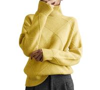 Womens Turtleneck Sweaters Cashmere Winter Jumpers Knit Long Sleeve Thick Loose Pullover Casual Tops Solid Color Jumpers for Women UK