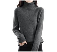 Womens Turtleneck Sweaters Cashmere Winter Jumpers Knit Long Sleeve Thick Loose Pullover Casual Tops Solid Color Jumpers for Women UK