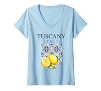 Womens Tuscany Italy Italian Lemon Design V-Neck T-Shirt