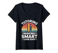 Women's Tutoring Mom Making Smart Look Easy Quote V-Neck T-Shirt