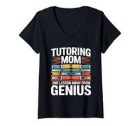 Women's Tutoring Mom One Lesson Away from Genius V-Neck T-Shirt