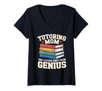 Women's Tutoring Mom One Lesson Away from Genius V-Neck T-Shirt