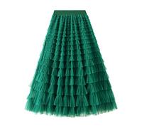 Womens Tutu Mesh Layered Hem Fluffy Elastic Multilayer A-line Skirt Tiered Puffy Ruffles Tulle Long Petticoat Tutu Skirts for Women Tulle Skirt Women