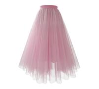 Women's Tutu Skirt Elegant Midi Pleated Skirt High Waist Irregular Layered Mesh Petticoat Casual Elasticated A Line Skirts Long Vintage Net Tiered Tutu 80s Halloween Carnival Prom Party Skirts (M)