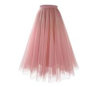 Women's Tutu Skirt Elegant Midi Pleated Skirt High Waist Irregular Layered Mesh Petticoat Casual Elasticated A Line Skirts Long Vintage Net Tiered Tutu 80s Halloween Carnival Prom Party Skirts (S)