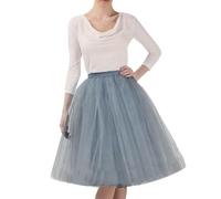 Women's Tutu Skirts High Waist Layered Mesh Ballet Underskirts 80s Costume Neon Party Accessories Rave Retro Prom Party Skirt Ladies Knee-length Fancy Dress Costume Hen Party (05-Light Blue, One Size)