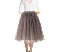 Women's Tutu Skirts High Waist Layered Mesh Ballet Underskirts 80s Costume Neon Party Accessories Rave Retro Prom Party Skirt Ladies Knee-Length Fancy Dress Costume Hen Party (03-Grey, One Size)