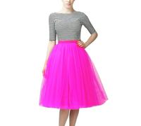 Women's Tutu Skirts High Waist Layered Mesh Ballet Underskirts 80s Costume Neon Party Accessories Rave Retro Prom Party Skirt Ladies Knee-Length Fancy Dress Costume Hen Party Running (One Size)