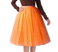 Women's Tutu Skirts High Waist Layered Mesh Ballet Underskirts 80s Costume Neon Party Accessories Rave Retro Prom Party Skirt Ladies Knee-Length Fancy Dress Costume Hen Party (01-Orange, One Size)