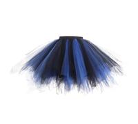 Women's Tutu Skirts Rainbow Ballet Underskirts Elastic Waist Layered Puffy Skirt 80s Neon Party Accessories Carnival Stage Performance Costumes Ladies Rave Evening Party Mesh Skirt (02-Dark Blue, XL)