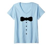 Womens Tuxedo Fancy Suit With Bowtie Bow-tie Men Women Tshirt Tee. V-Neck T-Shirt