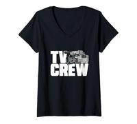 Women's TV Crew Television Production and Professional Videographer V-Neck T-Shirt