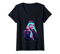 Womens TV Times Debbie Harry Blondie Girl Guide Uniform Pop Art V-Neck T-Shirt