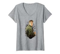 Women's TV Times Oliver Reed 1971 V-Neck T-Shirt, Heather Grey, XX-Large