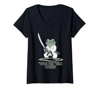 Women's 'TWAS The 'Tism M'Lord Cool Fighter Karate Frog V-Neck T-Shirt