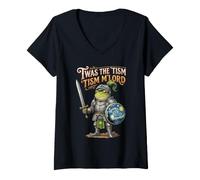Women's T'was The Tism M'lord Frog Knight Starry Night Van Gogh V-Neck T-Shirt