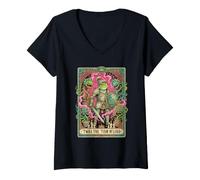 Women's T'was The Tism M'lord Frog Knight Tarot Card V-Neck T-Shirt