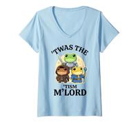 Women's T'was The Tism M'lord Frog Wizard Autism Squad V-Neck T-Shirt