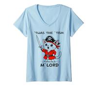 Womens TWAS The Tism M'Lord Kawaii Pirate Cat Autism Awareness Kids V-Neck T-Shirt