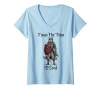 Women's T'was The Tism M'lord Wolf Knight Medieval V-Neck T-Shirt