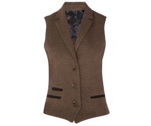 Womens Tweed Herringbone Blazer Jacket Waistcoat Brown 1920 Vintage Tailored