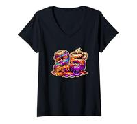 Women's Twenty Five Dripping Coffee Yarn V-Neck T-Shirt