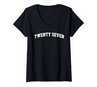 Womens Twenty Seven 27 Year Old 27th Birthday College Style V-Neck T-Shirt