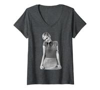 Women's Twiggy Singer Fashion Model Swinging Sixties V-Neck T-Shirt