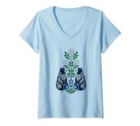 Women's Twin Bears Rowan Folk Garden V-Neck T-Shirt