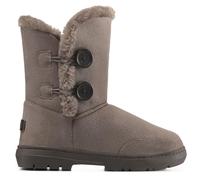 Womens Twin Button Fully Fur Lined Waterproof Winter Snow Boots - Brown - UK 7 - EU 40 - AEA0152