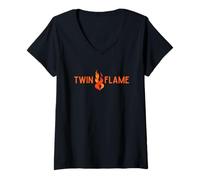 Womens Twin Flame Fire Spiral Soulmate Specific Person Manifest SP V-Neck T-Shirt