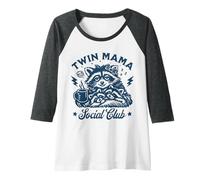 Womens Twin Mama Social Club Raccoon Retro Raglan Baseball Tee
