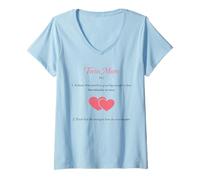 Women's Twin Mom Definition Mothers Day Two Miracles Double Love V-Neck T-Shirt